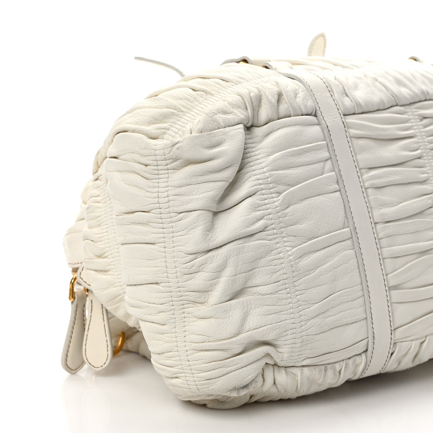 Prada Nappa Gaufre Buckle Bowler Bianco 7 of 11