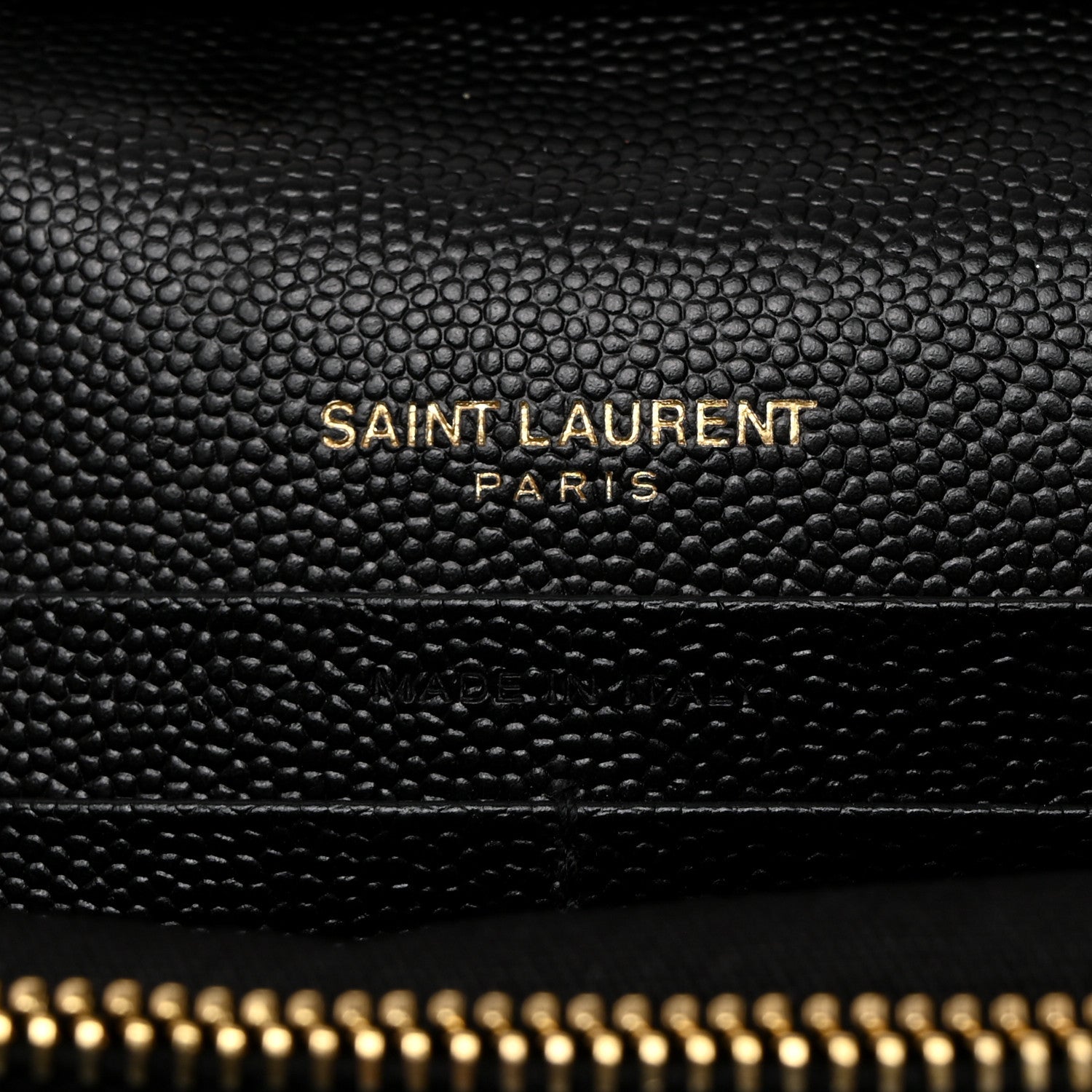 Saint Laurent Grain De Poudre Matelasse Chevron Monogram Chain Wallet Black 6 of 10