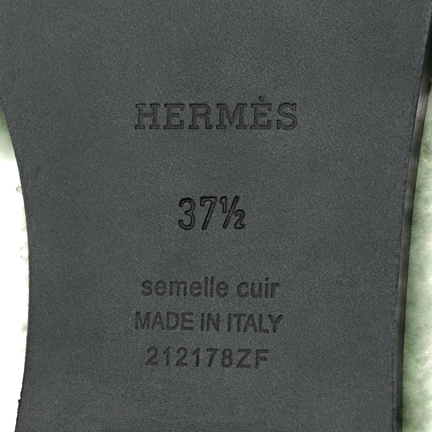 Hermes Woolskin Oran Sandals 37.5 Vert D'Eau 7 of 7