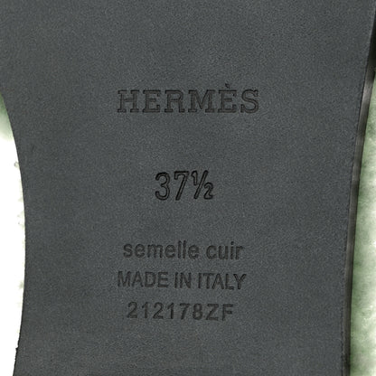 Hermes Woolskin Oran Sandals 37.5 Vert D'Eau 7 of 7