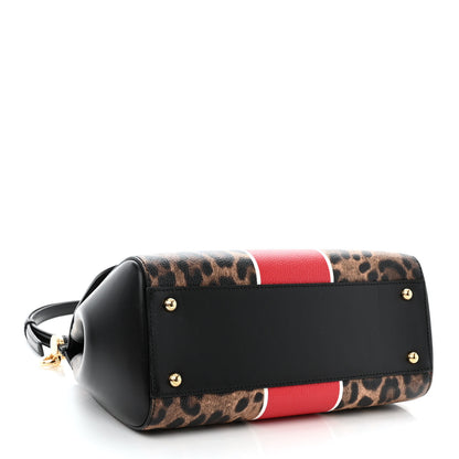 Dolce & Gabbana Dauphine Leopard Graffiti Print Medium Miss Sicily Satchel Black 4 of 11