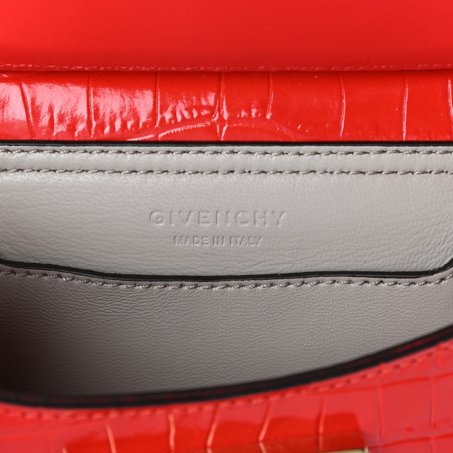 Calfskin Crocodile Embossed Mini Mystic Shoulder Bag Red