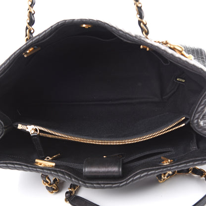 Chanel Wrinkled Lambskin Chevron Quilted Large Surpique Tote Black 4 of 9