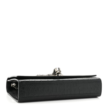 Saint Laurent Calfskin Crocodile Embossed Medium Classic Monogram Kate Tassel Satchel Black 4 of 17