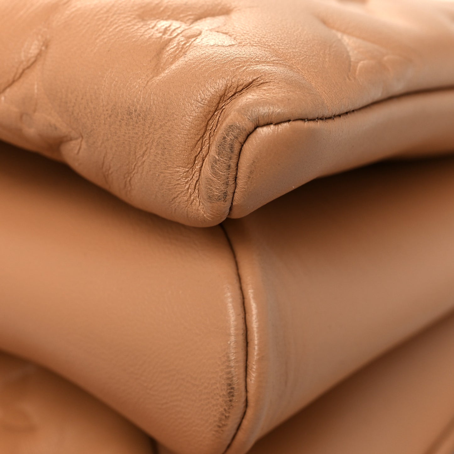 Lambskin Embossed Monogram Coussin PM Camel