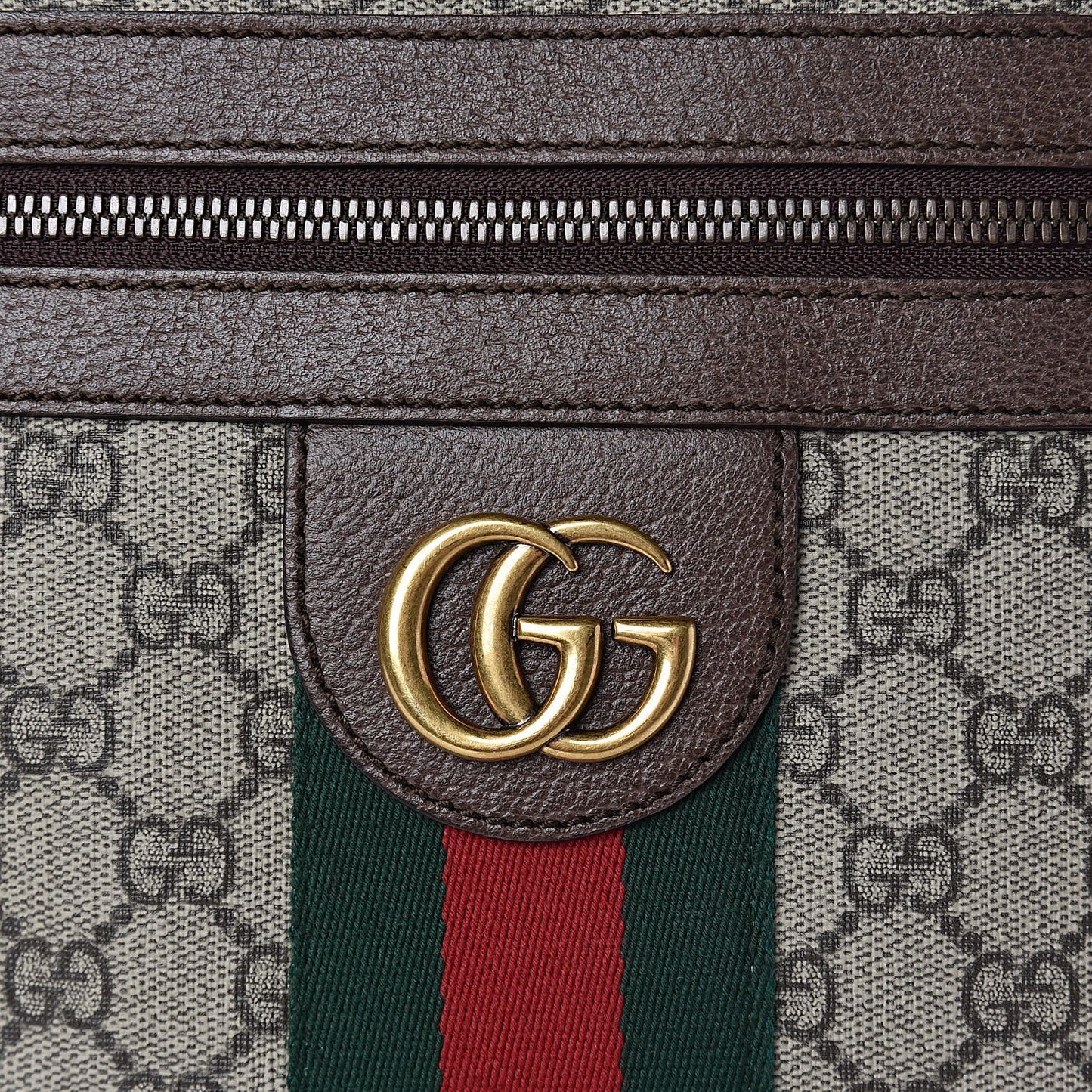 GG Supreme Monogram Web Medium Ophidia Messenger Bag Brown