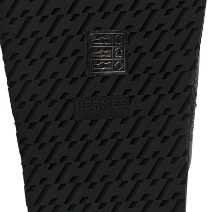 Hermes Calfskin Womens Chypre Sandals 37.5 Black 6 of 9