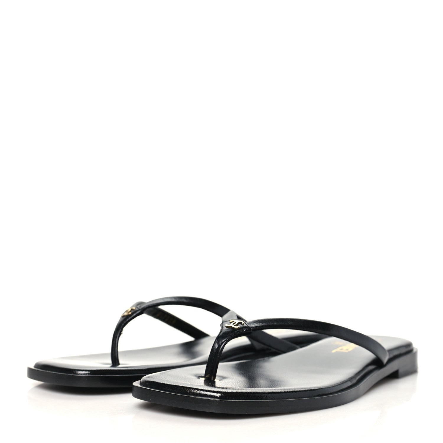 Chanel Goatskin CC Times Square Thong Sandals 38.5 Black 4 of 10