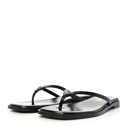 Chanel Goatskin CC Times Square Thong Sandals 38.5 Black 4 of 10