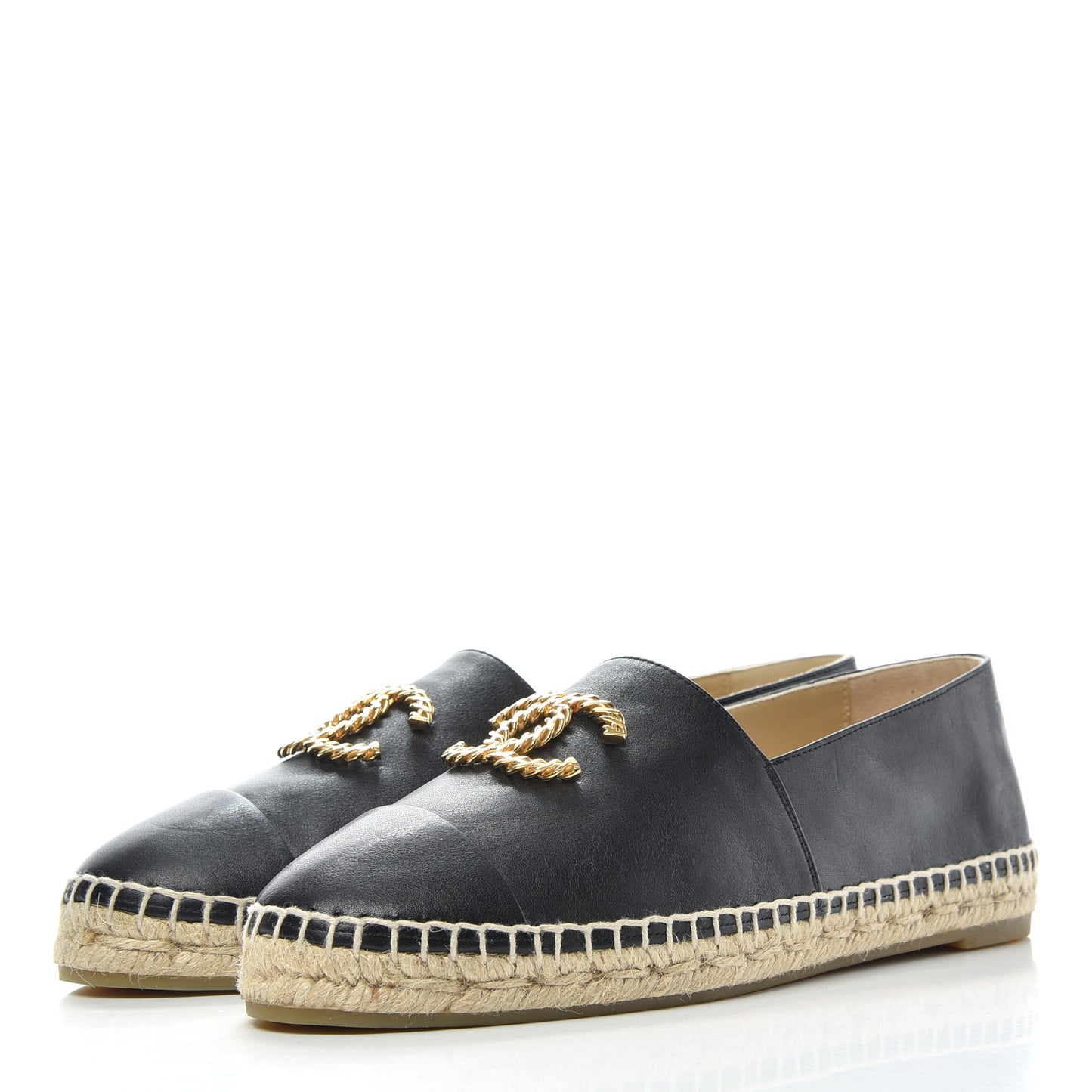 Calfskin Chain CC Espadrilles 39 Black