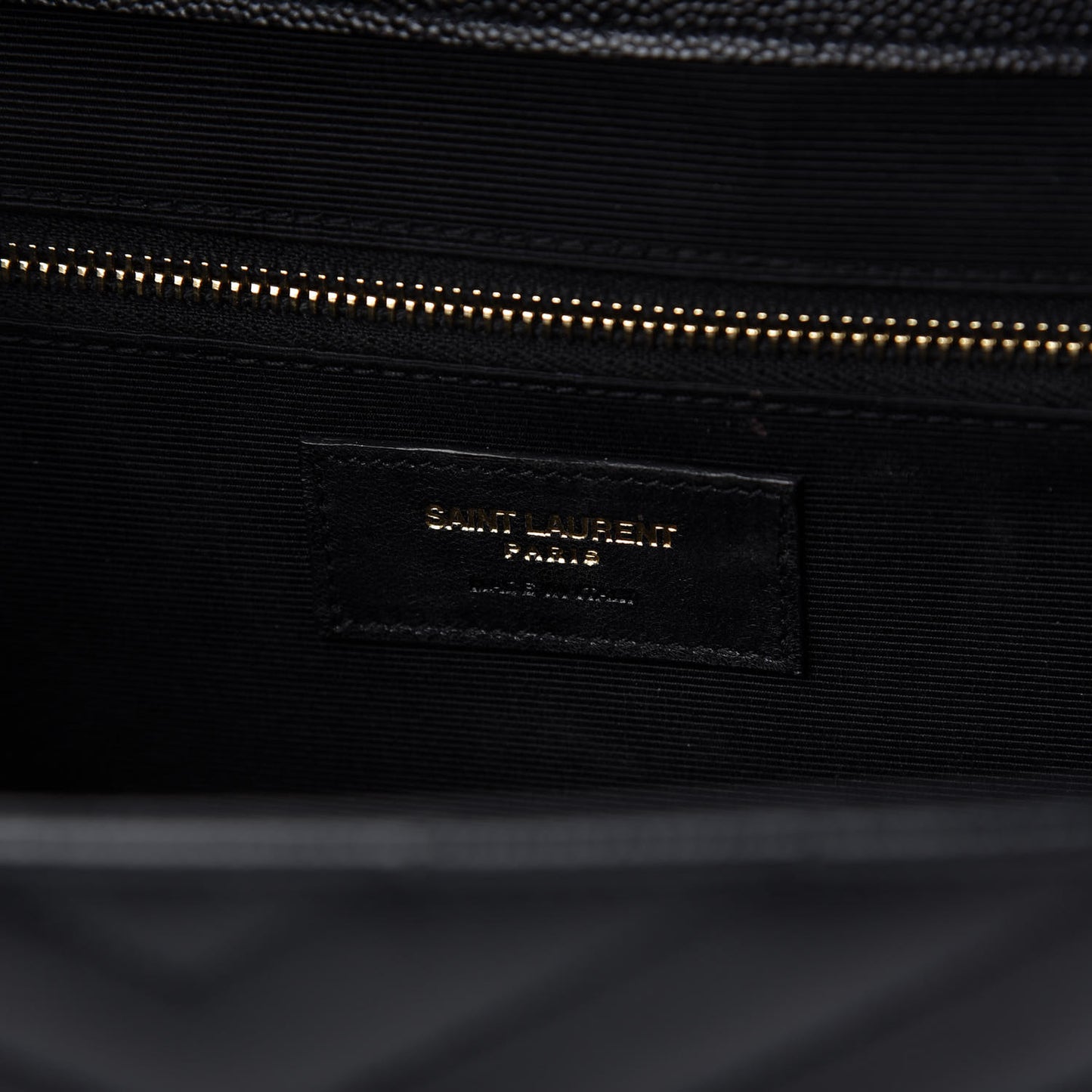 Grain De Poudre Matelasse Chevron Large Monogram Satchel Black