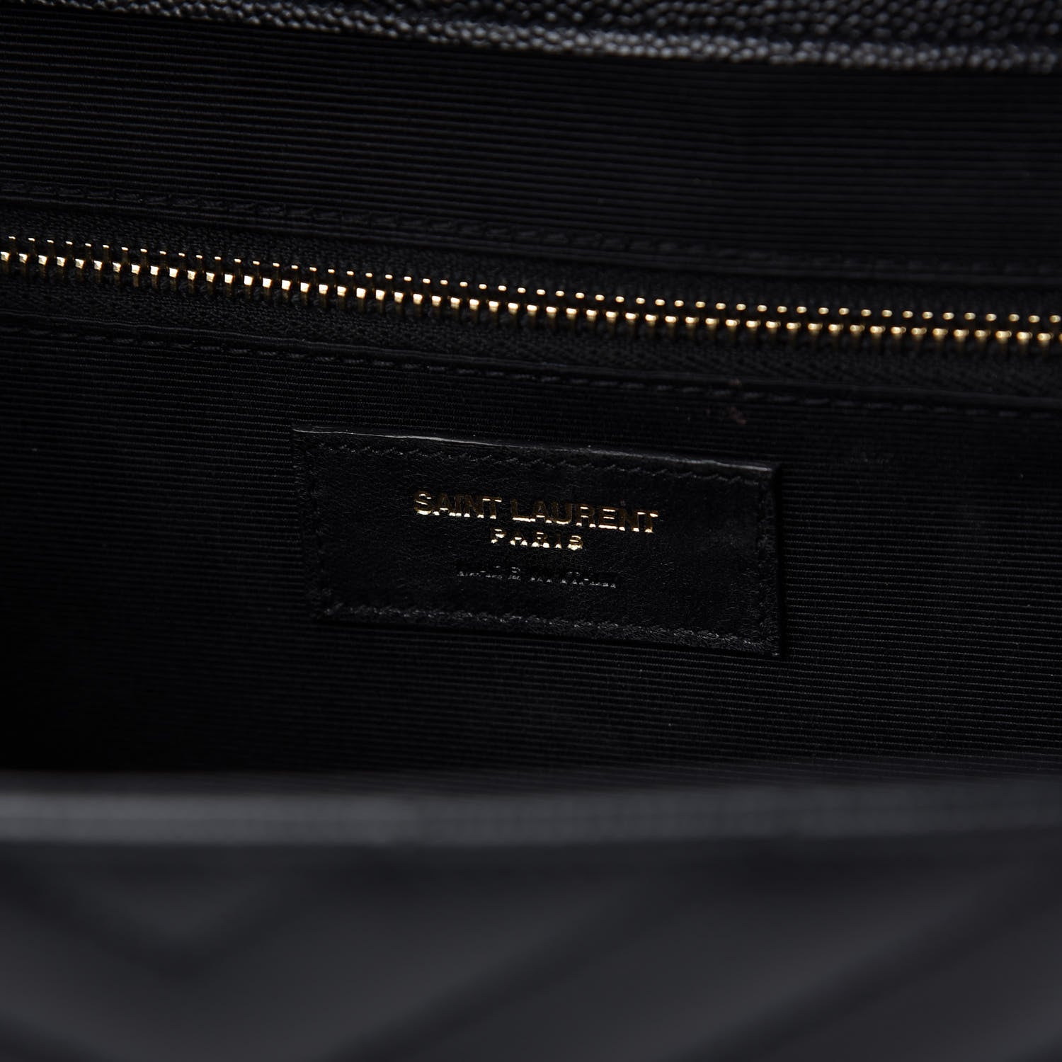 Saint Laurent Grain De Poudre Matelasse Chevron Large Monogram Satchel Black 8 of 10