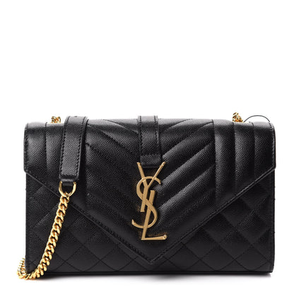 Saint Laurent Grain De Poudre Textured Mixed Matelasse Triquilt Small Monogram Satchel Black 1 of 10