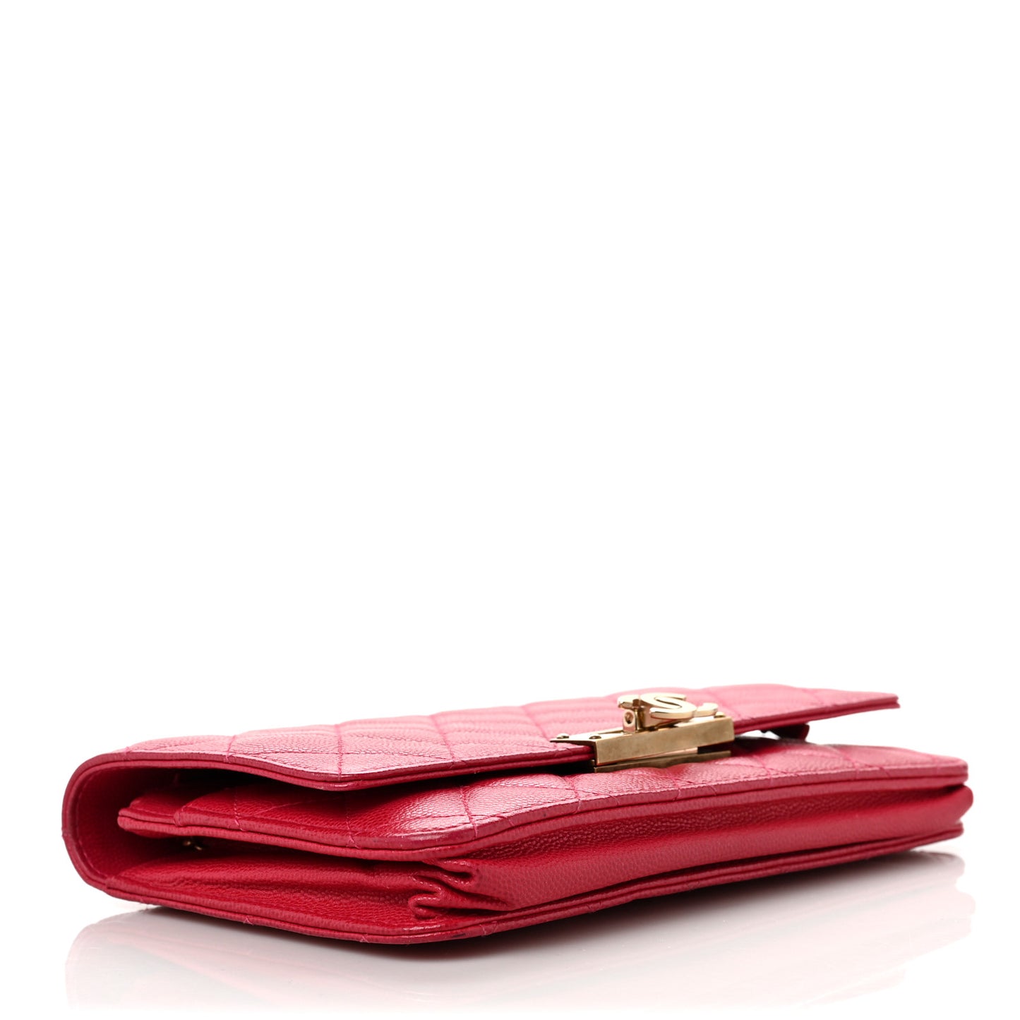 Caviar Quilted Golden Class Wallet On Chain WOC Fuchsia