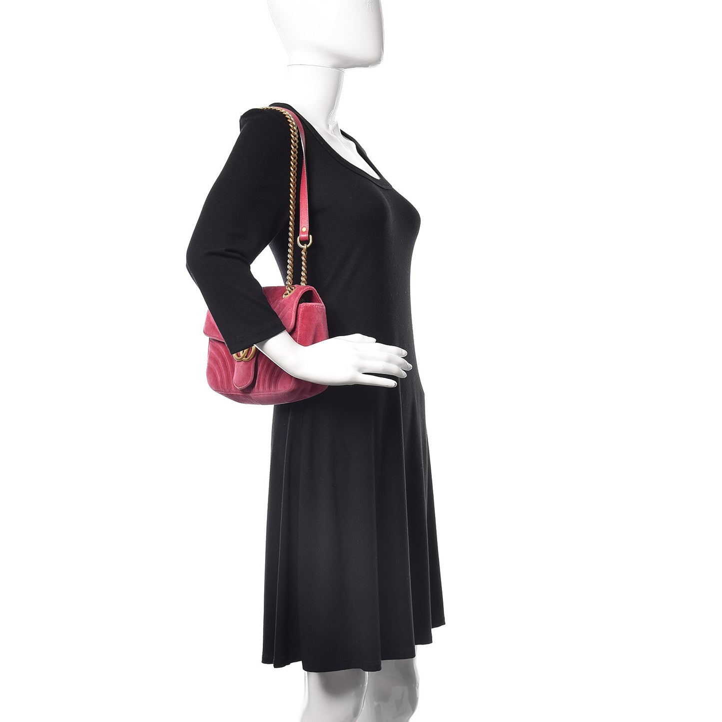 Velvet Matelasse Small GG Marmont Shoulder Bag Light Raspberry Rose