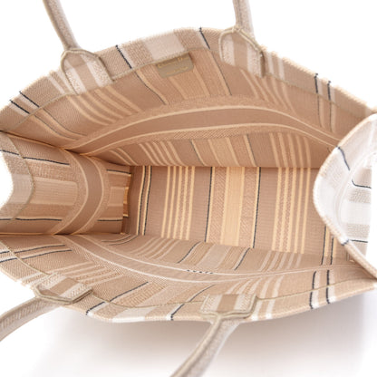 Christian Dior Canvas Embroidered Large Stripes Book Tote Beige 5 of 10