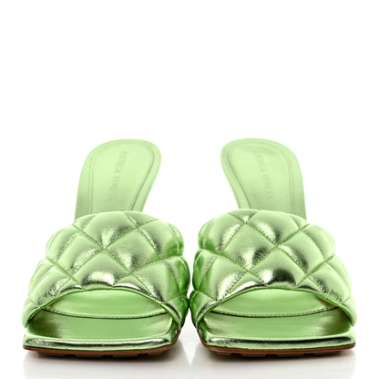 Bottega Veneta Metallic Nappa Reflection Matelasse Padded Mule Sandals 36.5 Pistachio 2 of 8