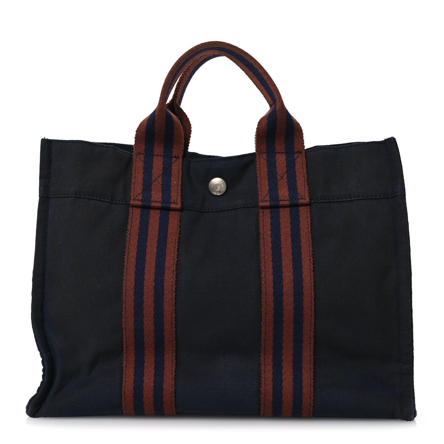 Hermes Canvas Tout Fourre PM Navy Brown 1 of 14