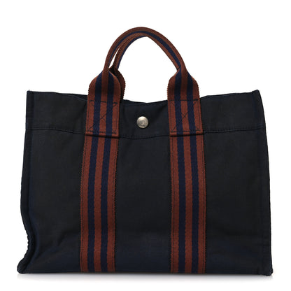 Hermes Canvas Tout Fourre PM Navy Brown 1 of 14