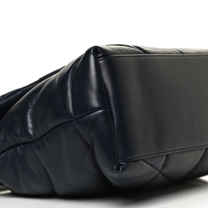 Saint Laurent Lambskin Quilted Medium Loulou Puffer Monogram Chain Satchel Navy 10 of 12