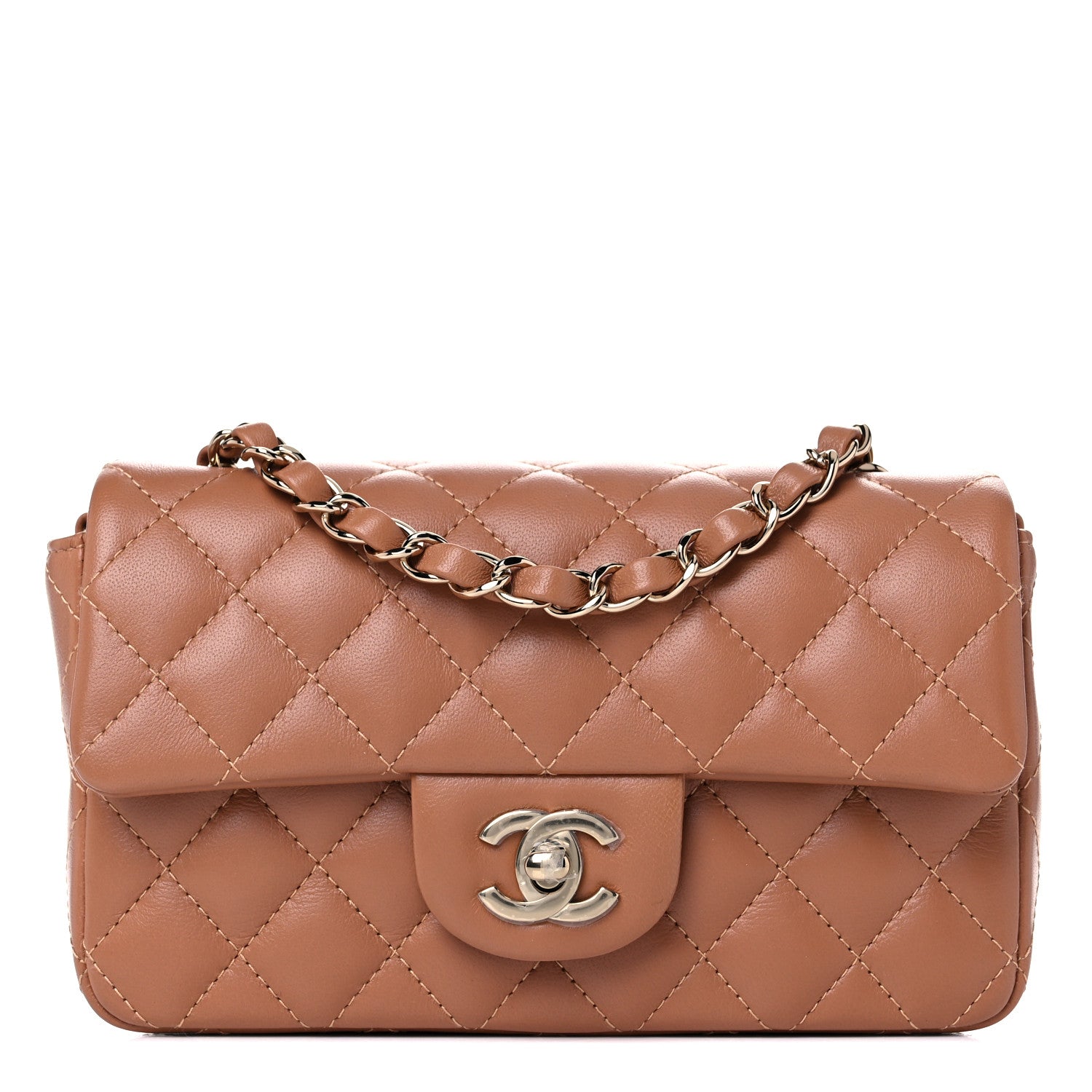 Chanel Lambskin Quilted Mini Rectangular Flap Brown 1 of 10