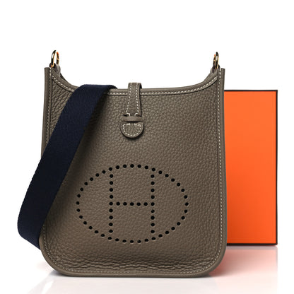 Hermes Taurillon Clemence Amazone Evelyne TPM Etoupe Bleu Indigo 11 of 11