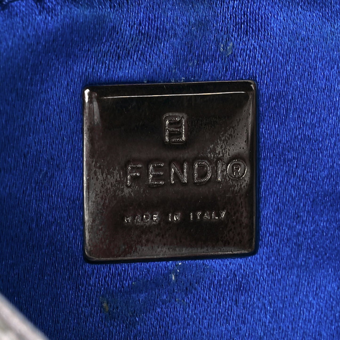 Metallic Calfskin Crystal Mini Half Moon Baguette Silver