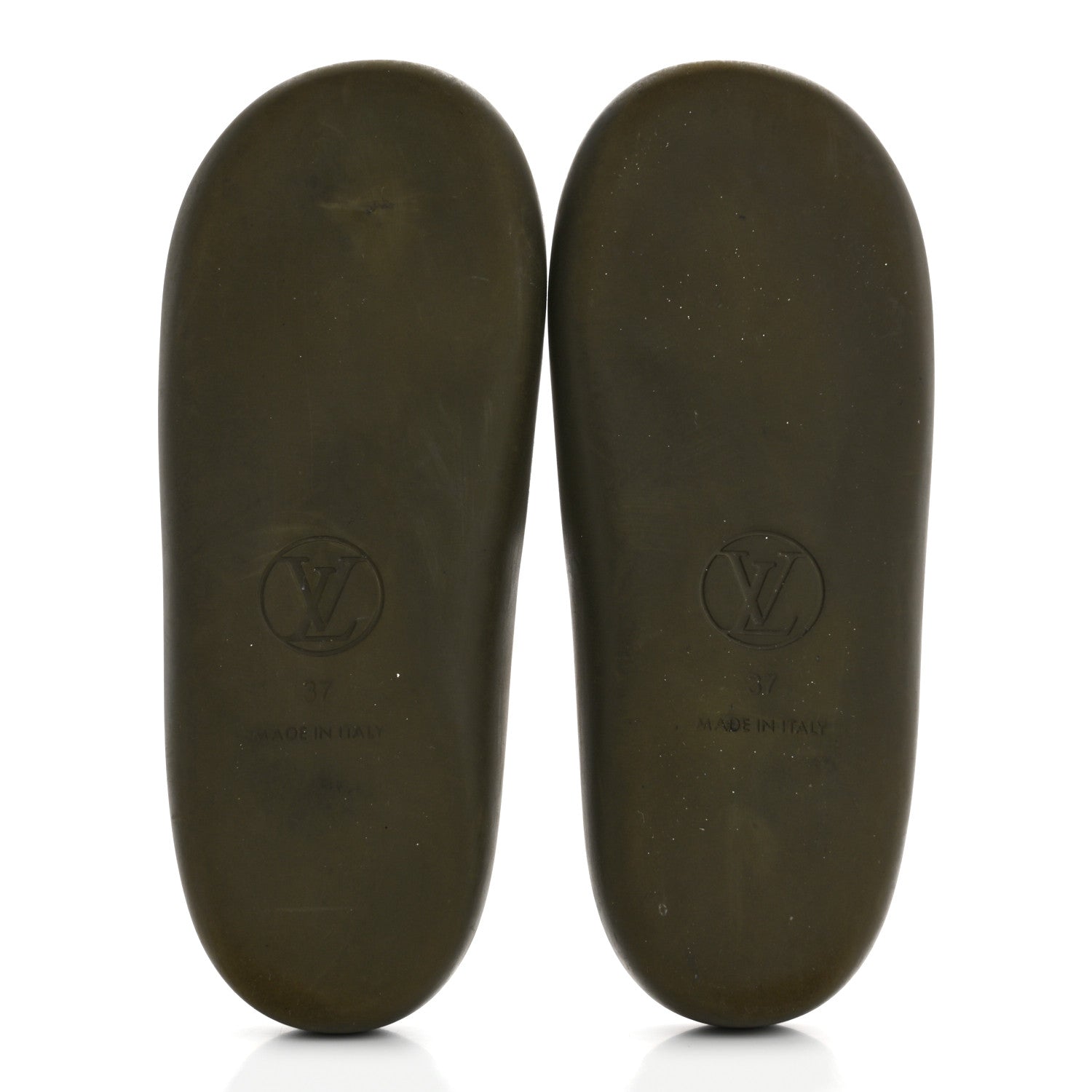 Louis Vuitton Rubber Monogram Embossed Sunbath Flat Mule 37 Kaki 6 of 9