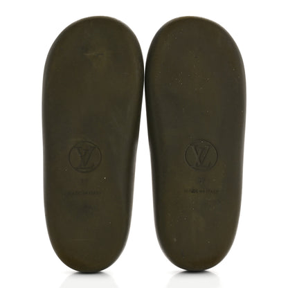 Louis Vuitton Rubber Monogram Embossed Sunbath Flat Mule 37 Kaki 6 of 9