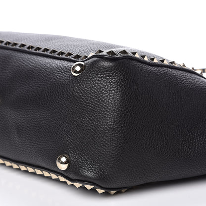 Valentino Garavani Pebbled Calfskin Medium Rockstud Tote Black 8 of 11
