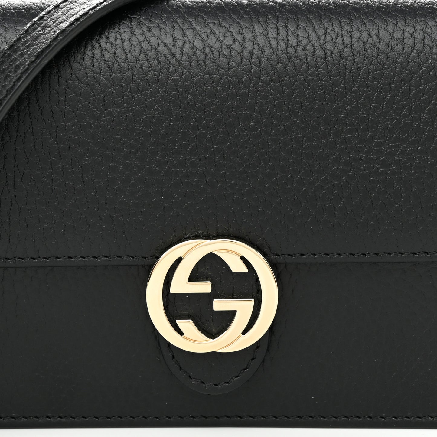 Dollar Calfskin Interlocking G Chain Wallet Black