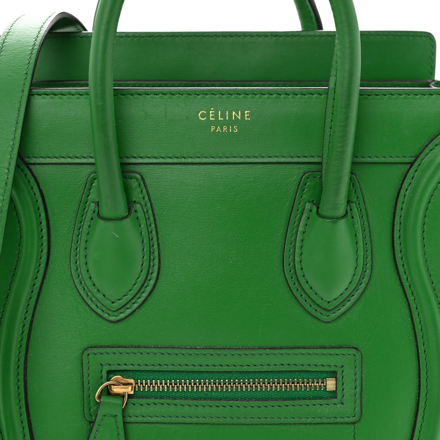Celine Smooth Calfskin Nano Luggage Grass 5 of 12