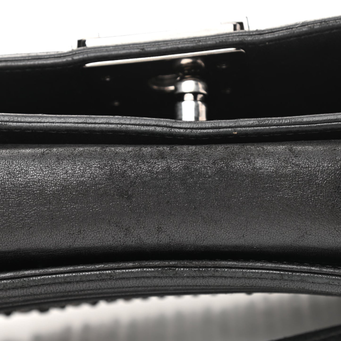 Lambskin Glass Pearl Embroidered Small Boy Flap Black