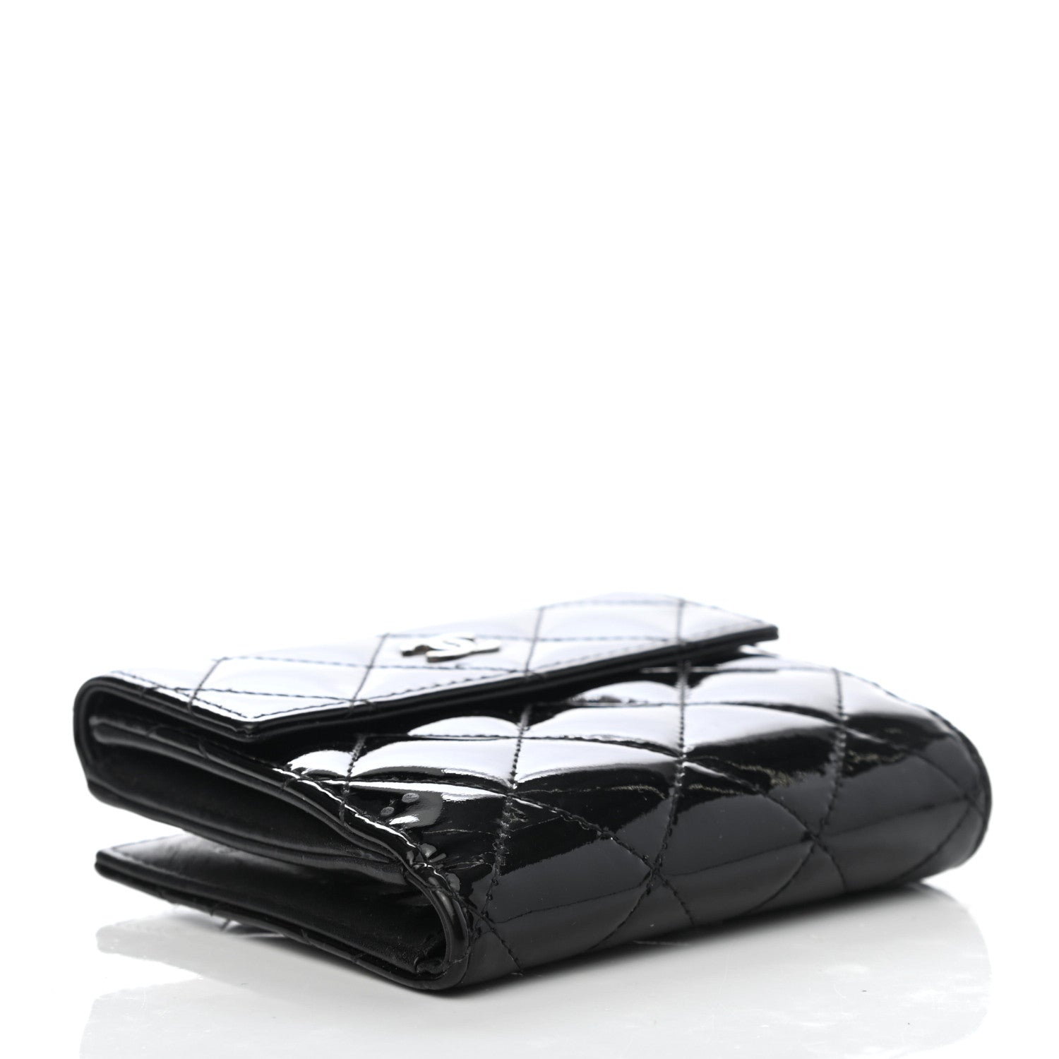 Chanel Patent Quilted Compact French Flap Wallet Black 3 of 4