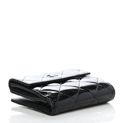 Chanel Patent Quilted Compact French Flap Wallet Black 3 of 4