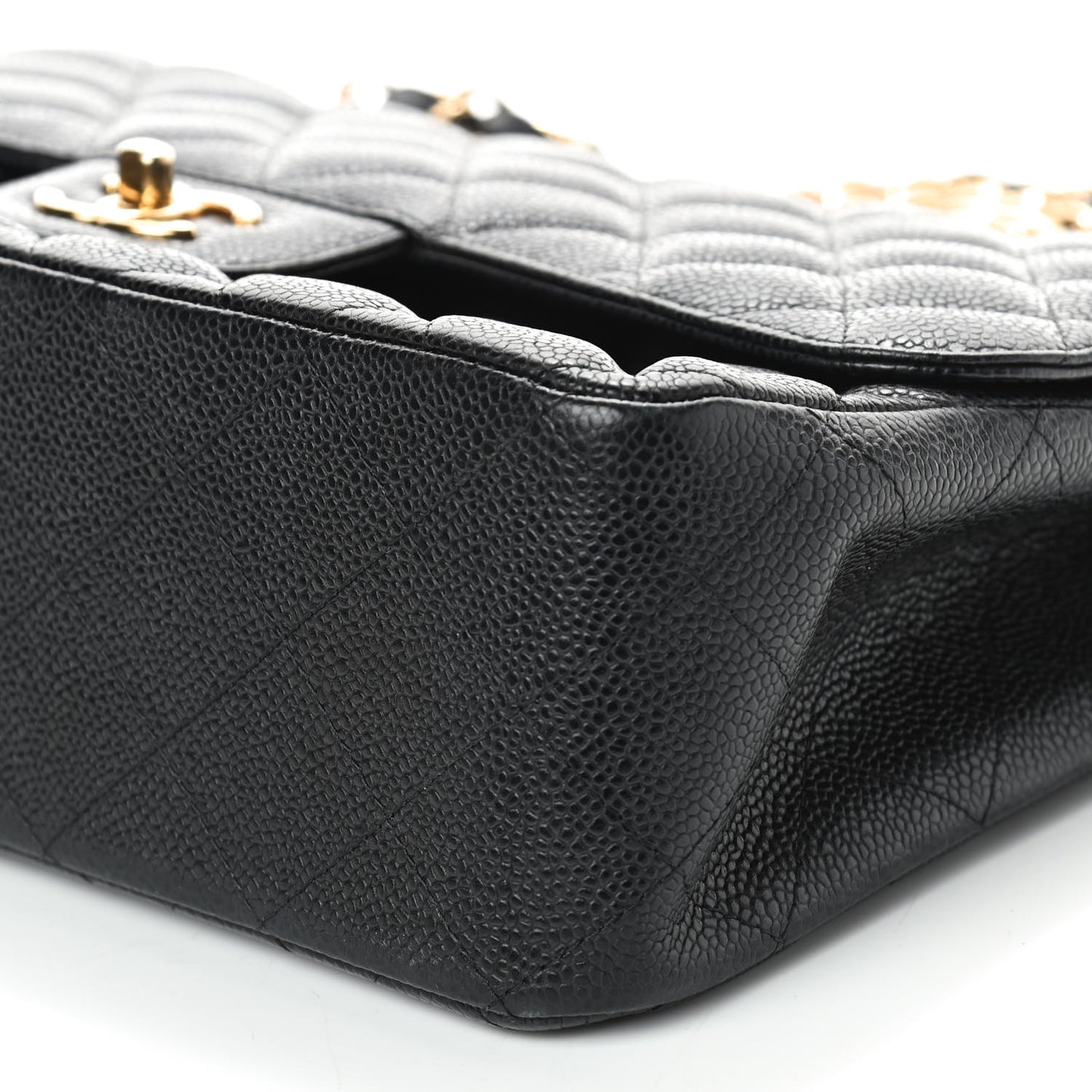 Caviar Quilted Jumbo Double Flap Black