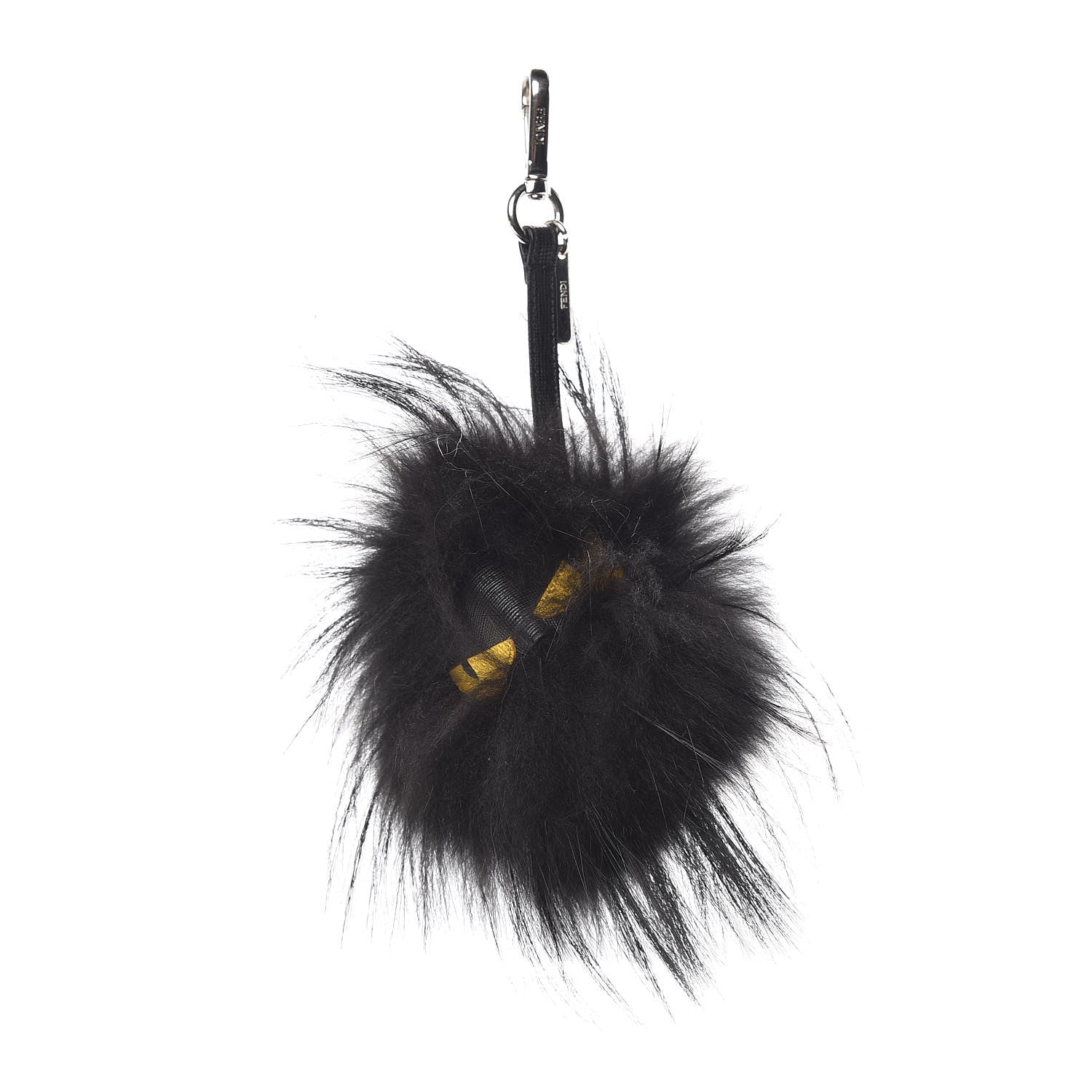 Fendi Vitello Elite Fox Fur Fusto Monster Bag Bug Charm Black Yellow 1 of 5