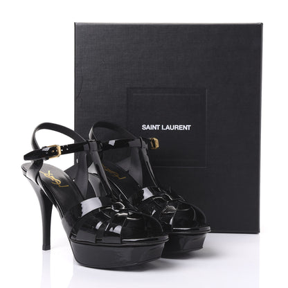Saint Laurent Patent Tribute 75 Platform Sandals 38.5 Black 8 of 8