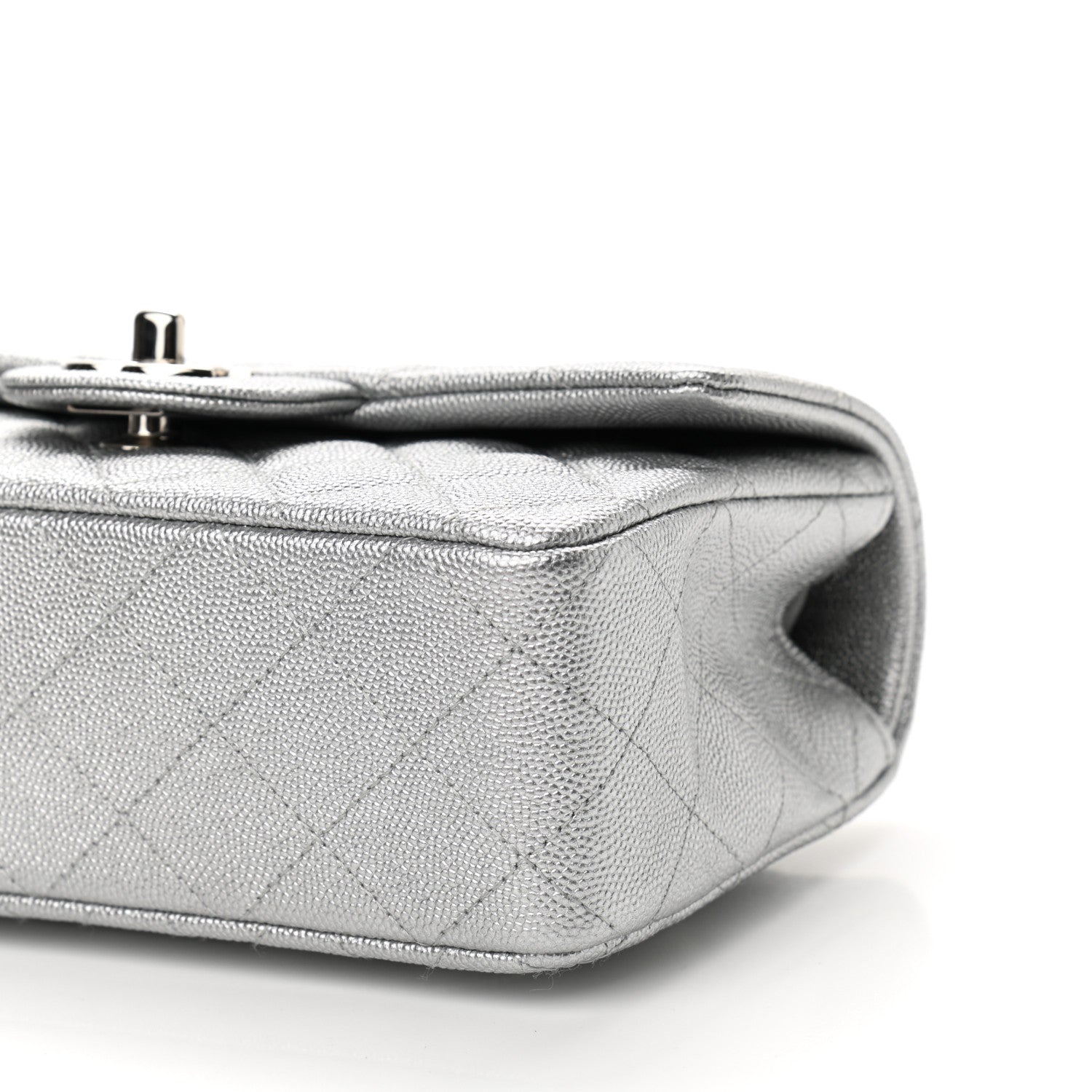 Chanel Metallic Caviar Quilted Mini Top Handle Rectangular Flap Silver 10 of 11