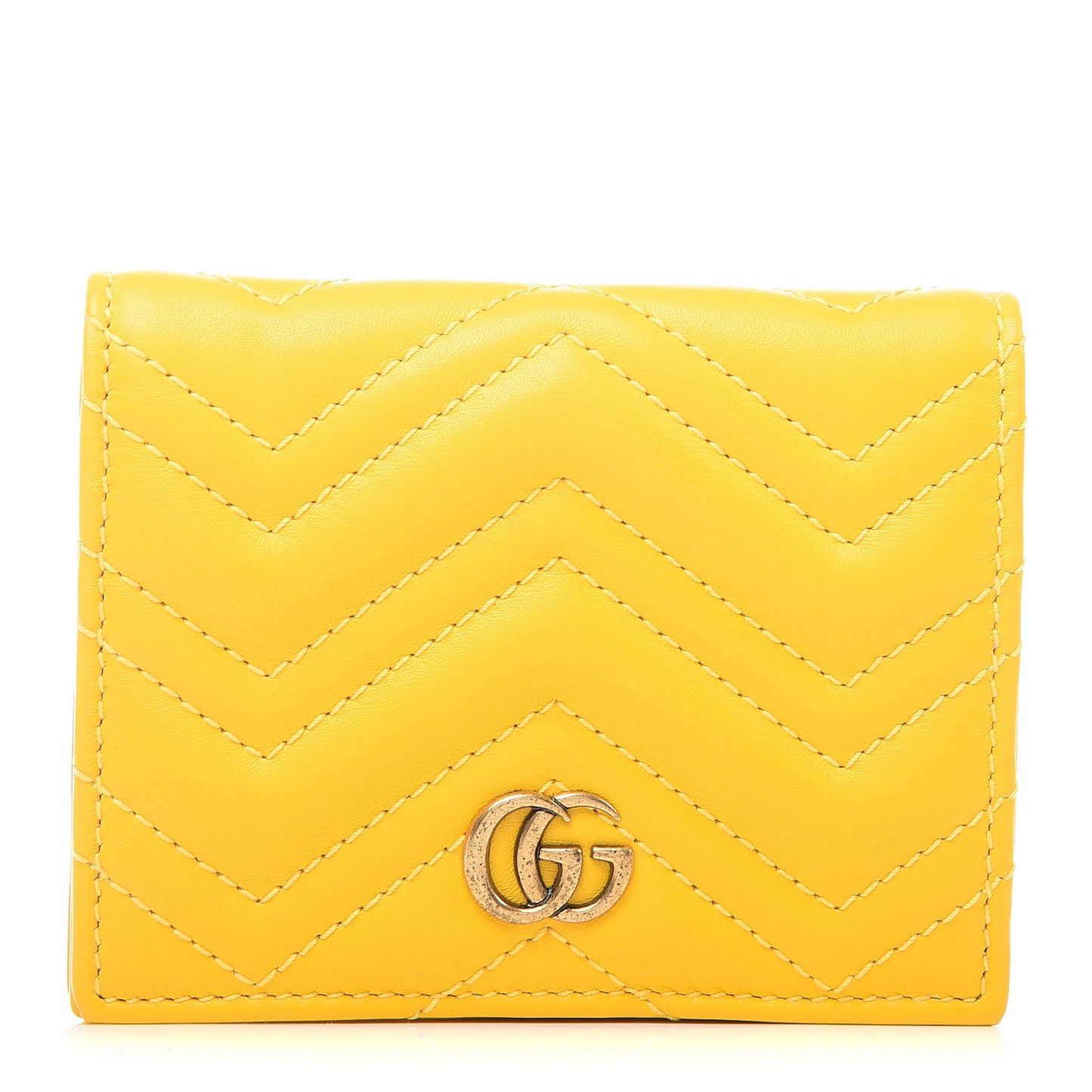 Calfskin Matelasse GG Marmont Card Case Stone Topaz
