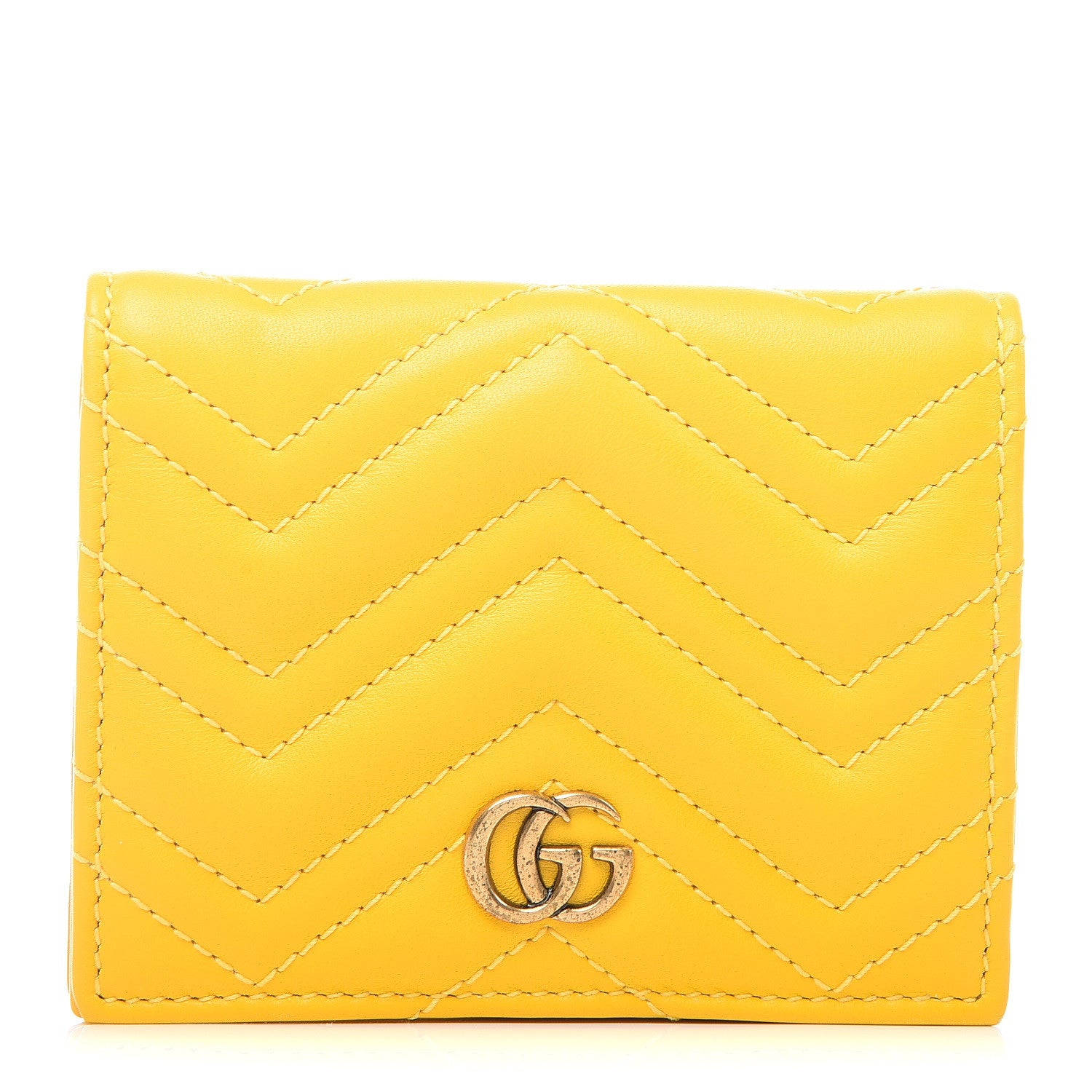 Gucci Calfskin Matelasse GG Marmont Card Case Stone Topaz 1 of 10