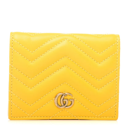 Gucci Calfskin Matelasse GG Marmont Card Case Stone Topaz 1 of 10