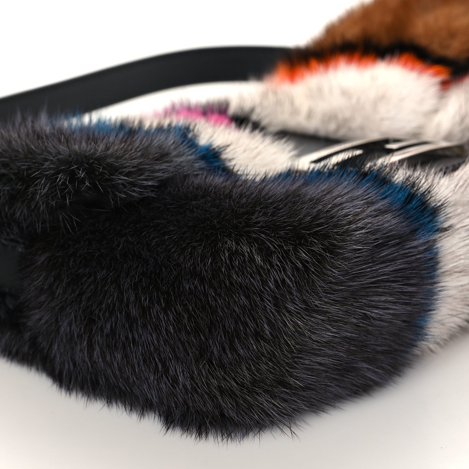 Fendi Mink Fur Striped Baguette Natural Multicolor 7 of 8