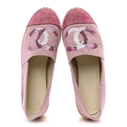 Chanel Toile Sequin CC Espadrilles 36 Pink Dark Pink 2 of 10
