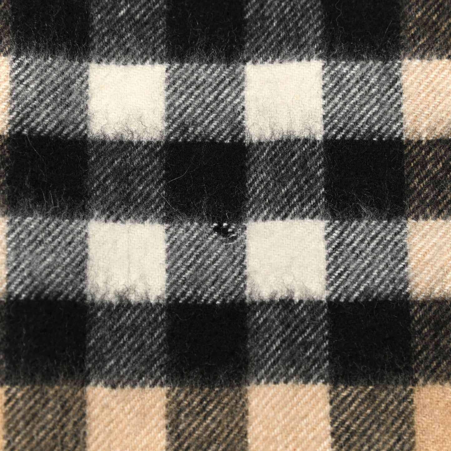 Cashmere Giant Check Fringe Scarf Camel