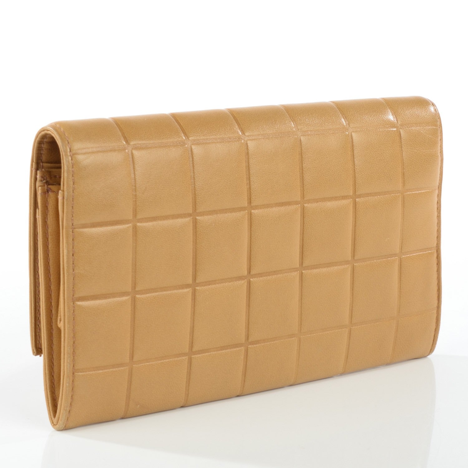 Chanel Lambskin Chocolate Bar Quilted Long Wallet Beige 3 of 8