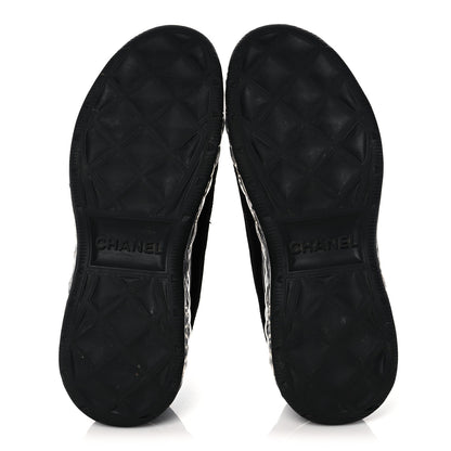 Chanel Suede Calfskin Velvet Grosgrain CC Sneakers 37 Black 5 of 7