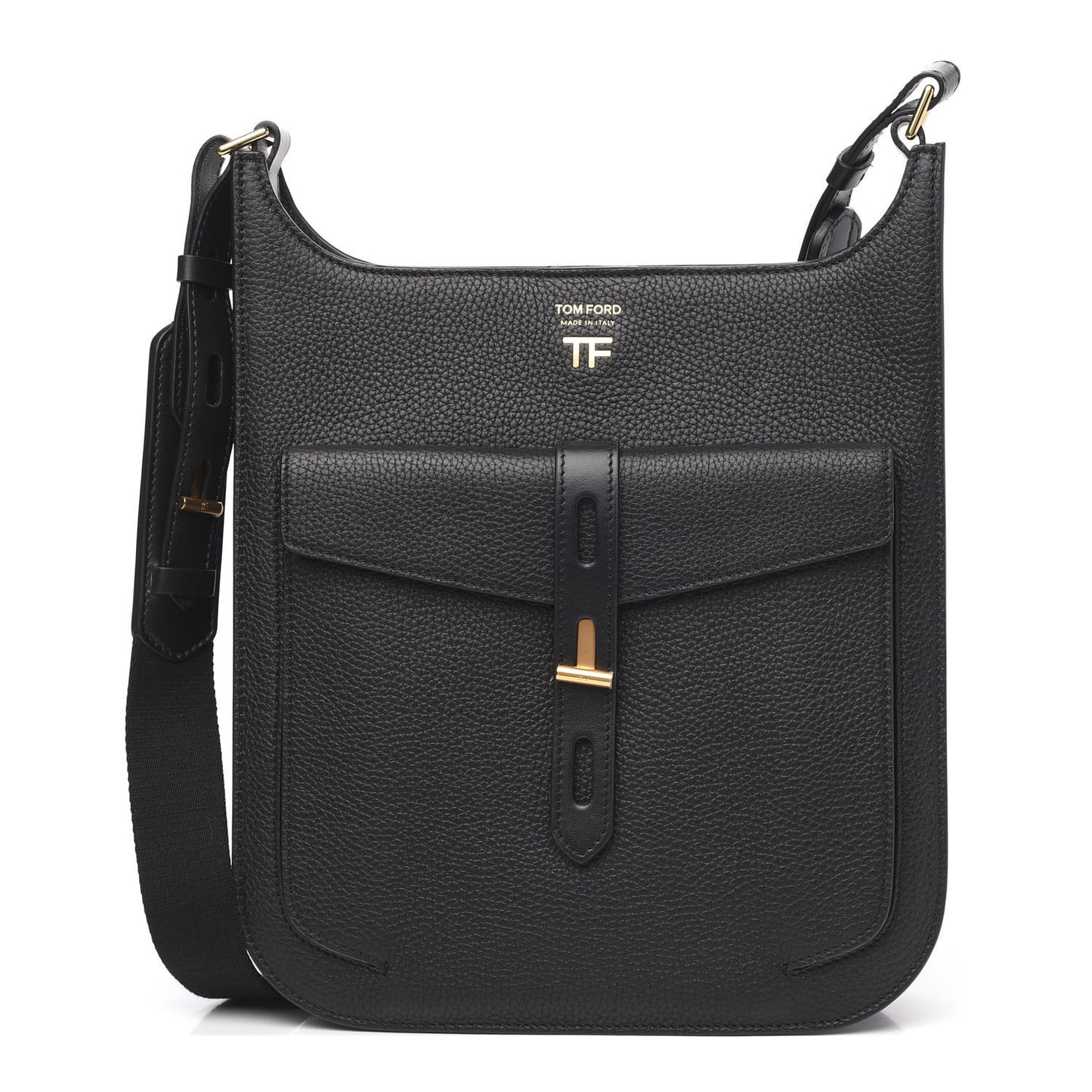 Grain Calfskin T Twist Crossbody Bag Black