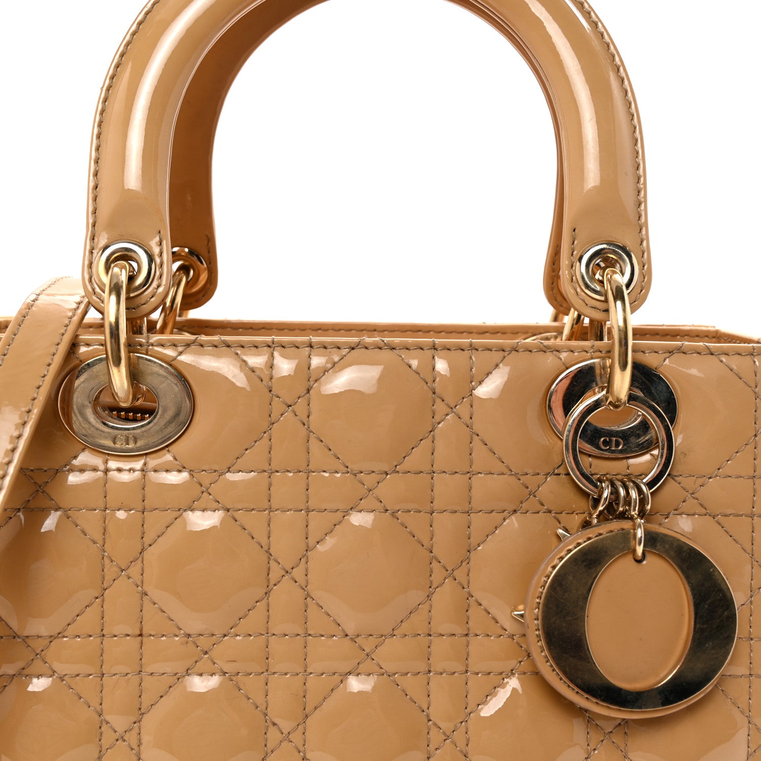Christian Dior Patent Cannage Medium Lady Dior Beige 7 of 9
