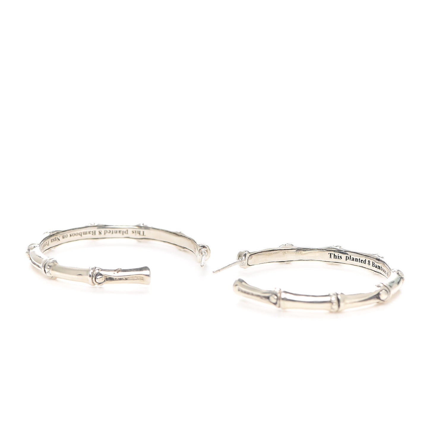 Sterling Silver 41mm Bamboo Hoop Earrings